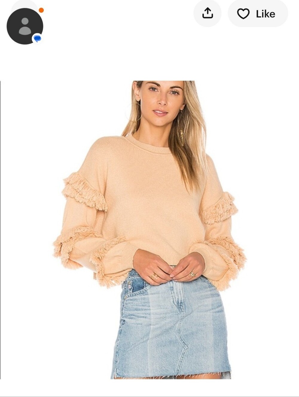 Tularosa Ibone Fringe Sweater Beige XXS